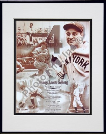 Lou Gehrig, New York Yankees "Legends Of The Game Composite" Double Matted 8" X 10" Photograph in Bl