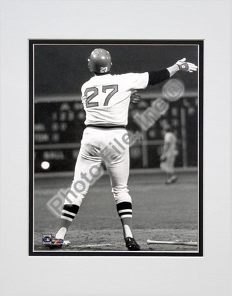 Carlton Fisk, Boston Red Sox "1975 Historic Home Run" Double Matted 8" X 10" Photograph (Unframed)