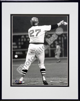 Carlton Fisk, Boston Red Sox "1975 Historic Home Run" Double Matted 8" X 10" Photograph in Black Ano