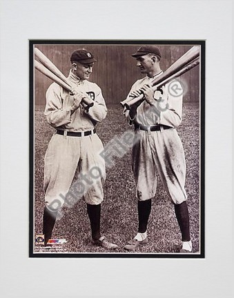 Ty Cobb and Joe Jackson, Detroit Tigers Double Matted 8" X 10" Photograph (Unframed)