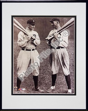 Ty Cobb and Joe Jackson, Detroit Tigers Double Matted 8" X 10" Photograph in Black Anodized Aluminum Frame
