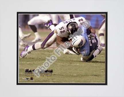 Ray Lewis, Baltimore Ravens "2000 Defensive Player Of The Year" Double Matted 8" X 10" Photograph (U