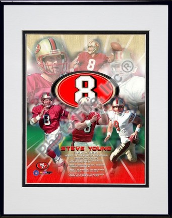 Steve Young "Legends of the Game Composite" Double Matted 8" X 10" Photograph in Black Anodized Alum