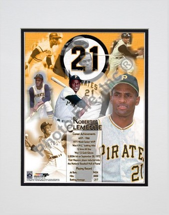 Roberto Clemente, Pittsburgh Pirates "Legends Of The Game Composite" Double Matted 8" X 10" Photogra