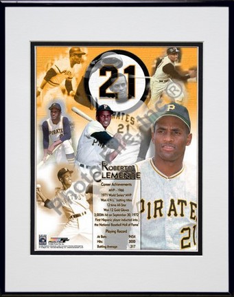 Roberto Clemente, Pittsburgh Pirates "Legends Of The Game Composite" Double Matted 8" X 10" Photogra