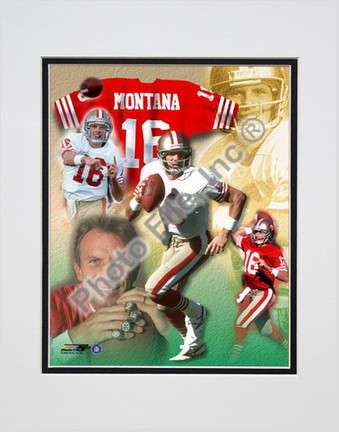 Joe Montana, San Francisco 49ers "Legends Of The Game Composite" Double Matted 8" X 10" Photograph (