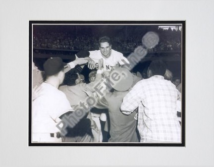 Bobby Thomson, New York Giants "1951 Home Run Celebration On Shoulders" Double Matted 8" X 10" Photo