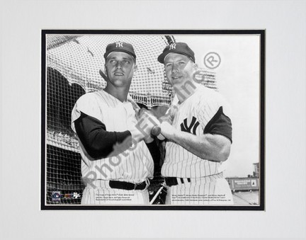 Mickey Mantle and Roger Maris, New York Yankees "Horizontal" Double Matted 8" X 10" Photograph (Unfr
