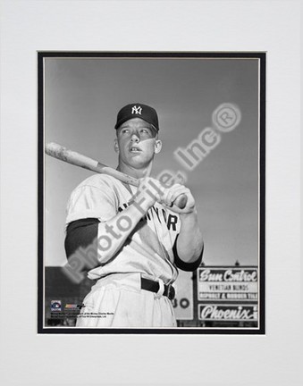 Mickey Mantle, New York Yankees "With Bat Looking Towards His Right" Double Matted 8" X 10" Photogra