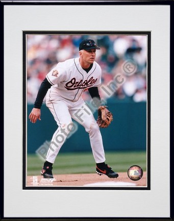 Cal Ripken, Jr., Baltimore Orioles "Fielding" Double Matted 8" X 10" Photograph in Black Anodized Al