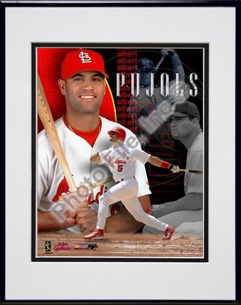 Albert Pujols, St. Louis Cardinals "Team Composite" Double Matted 8" X 10" Photograph in Black Anodi