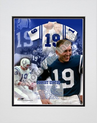 Johnny Unitas, Baltimore Colts "Legends Of The Game Composite" Double Matted 8" X 10" Photograph (Un