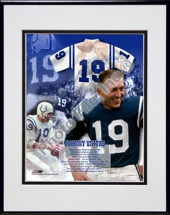 Johnny Unitas, Baltimore Colts "Legends Of The Game Composite" Double Matted 8" X 10" Photograph in 