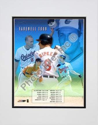 Cal Ripken, Jr., Baltimore Orioles (Collage) Double Matted 8" X 10" Photograph (Unframed)