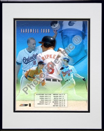Cal Ripken, Jr., Baltimore Orioles (Collage) Double Matted 8" X 10" Photograph in Black Anodized Aluminum Fram