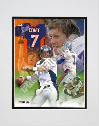 John Elway, Denver Broncos "Legends Of The Game Composite" Double Matted 8" X 10" Photograph (Unfram