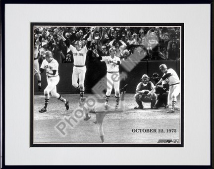 Carlton Fisk, Boston Red Sox Double Matted 8" X 10" Photograph in Black Anodized Aluminum Frame