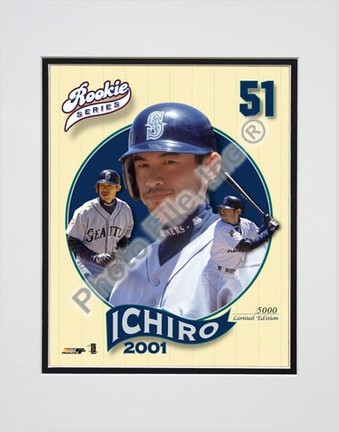 Ichiro Suzuki, Seattle Mariners Limited Edition Double Matted 8" X 10" Photograph (Unframed)