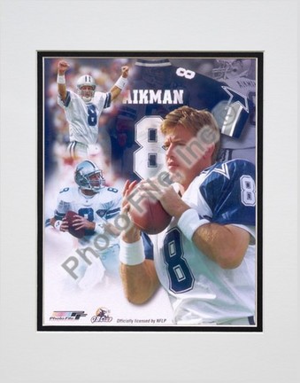 Troy Aikman, Dallas Cowboys (Collage) Double Matted 8" X 10" Photograph (Unframed)