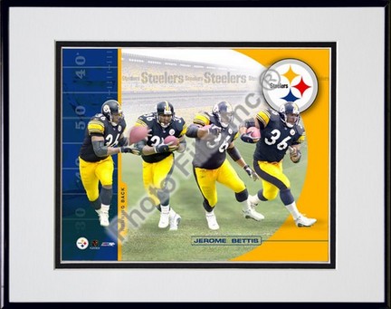Jerome Bettis "Multiple Exposure" Double Matted 8" x 10" Photograph in Black Anodized Aluminum Frame