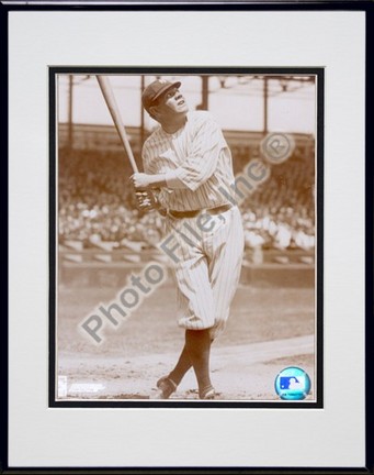 Babe Ruth, New York Yankees Double Matted 8" X 10" Photograph in Black Anodized Aluminum Frame
