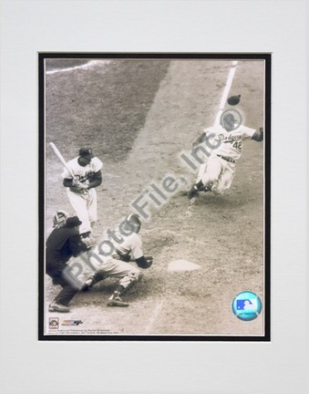 Jackie Robinson, Brooklyn Dodgers (Sliding) Double Matted 8" X 10" Photograph (Unframed)