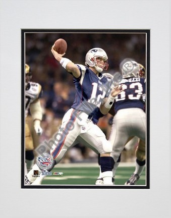 Tom Brady, New England Patriots "Action Super Bowl XXXVI #9" Double Matted 8" X 10" Photograph (Unfr