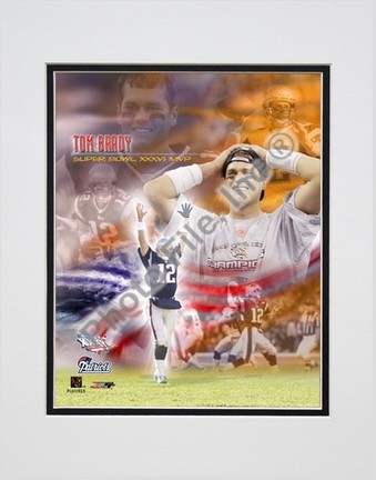 Tom Brady, New England Patriots (Collage) Double Matted 8" X 10" Photograph (Unframed)