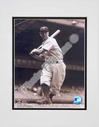 Lou Gehrig, New York Yankees (Batting) Double Matted 8" X 10" Photograph (Unframed)