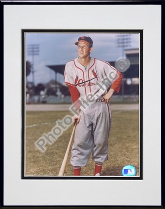 Stan Musial, St. Louis Cardinals (Posing) Double Matted 8" X 10" Photograph in Black Anodized Aluminum Frame