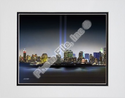 Towers Of Light (NYC) September 11 Tribute Double Matted 8" X 10" Photograph (Unframed)