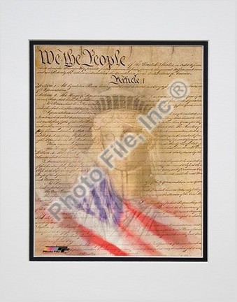 Flag / Constitution Collage Double Matted 8" X 10" Photograph (Unframed)