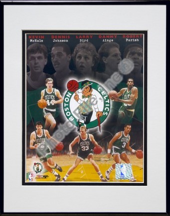 Boston Celtics "Big Five Legends Composite" Double Matted 8" X 10" Photograph in Black Anodized Alum