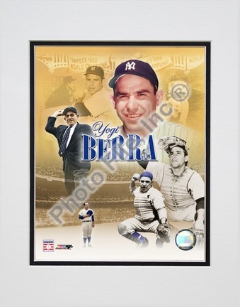 Yogi Berra, New York Yankees (Collage) Double Matted 8" X 10" Photograph (Unframed)