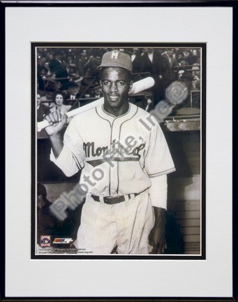 Jackie Robinson, Montreal Royals Double Matted 8" X 10" Photograph in Black Anodized Aluminum Frame