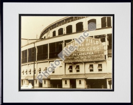 Chicago Cubs "Outside / Sephia" Double Matted 8" X 10" Photograph in Black Anodized Aluminum Frame