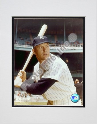 Mickey Mantle, New York Yankees "#8 Posed With Bat (Yankee Stadium)" Double Matted 8" X 10" Photogra