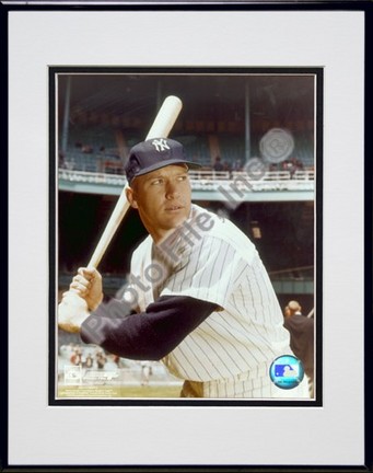 Mickey Mantle, New York Yankees "#8 Posed With Bat (Yankee Stadium)" Double Matted 8" X 10" Photogra