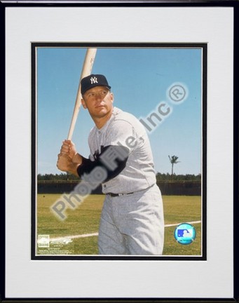 Mickey Mantle, New York Yankees "#3 Posed Batting" Double Matted 8" X 10" Photograph in Black Anodiz