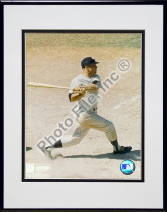 Mickey Mantle, New York Yankees "#5 Batting" Double Matted 8" X 10" Photograph in Black Anodized Alu