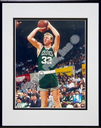 Larry Bird, Boston Celtics Double Matted 8" X 10" Photograph in Black Anodized Aluminum Frame