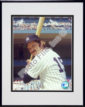 Thurman Munson, New York Yankees "Posed Batting" Double Matted 8" X 10" Photograph in Black Anodized