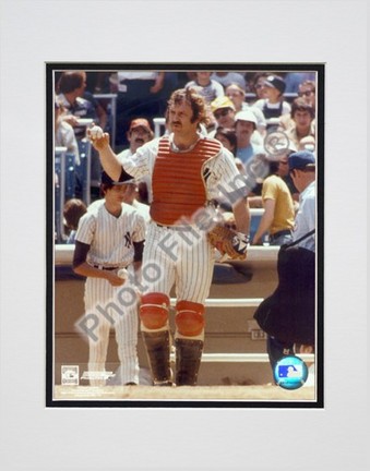 Thurman Munson, New York Yankees "Catchers Gear Color" Double Matted 8" X 10" Photograph (Unframed)
