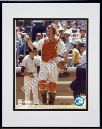 Thurman Munson, New York Yankees "Catchers Gear Color" Double Matted 8" X 10" Photograph in Black An