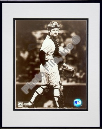 Thurman Munson, New York Yankees "Catchers Gear Sepia" Double Matted 8" X 10" Photograph in Black An