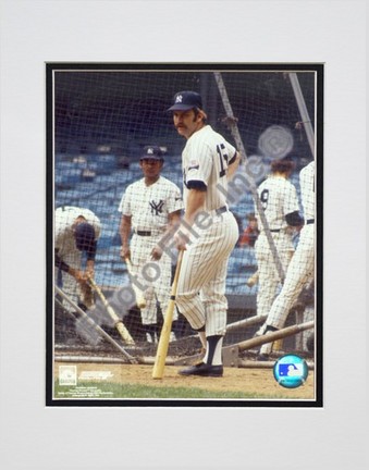 Thurman Munson, New York Yankees "Batting Cage" Double Matted 8" X 10" Photograph (Unframed)