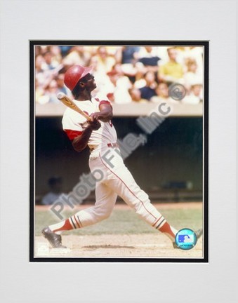 Lou Brock, St. Louis Cardinals "Batting" Double Matted 8" X 10" Photograph (Unframed)