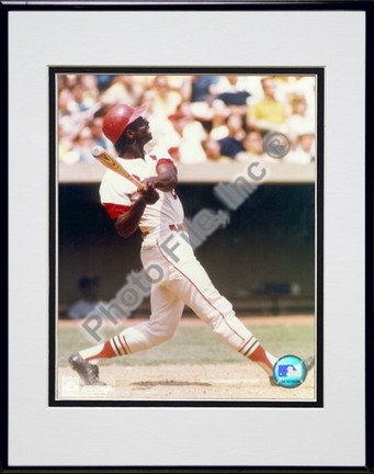 Lou Brock, St. Louis Cardinals "Batting" Double Matted 8" X 10" Photograph in Black Anodized Aluminu