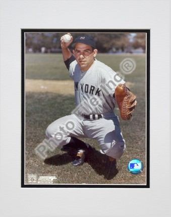 Yogi Berra, New York Yankees "Throwing Pose" Double Matted 8" X 10" Photograph (Unframed)