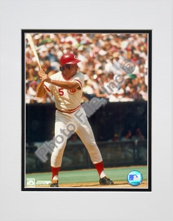 Johnny Bench, Cincinnati Reds "Batting" Double Matted 8" X 10" Photograph (Unframed)